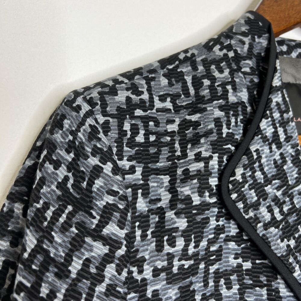 Classiques Entier Women's Black Textured Blazer Silk Blend Jacket Large Chic